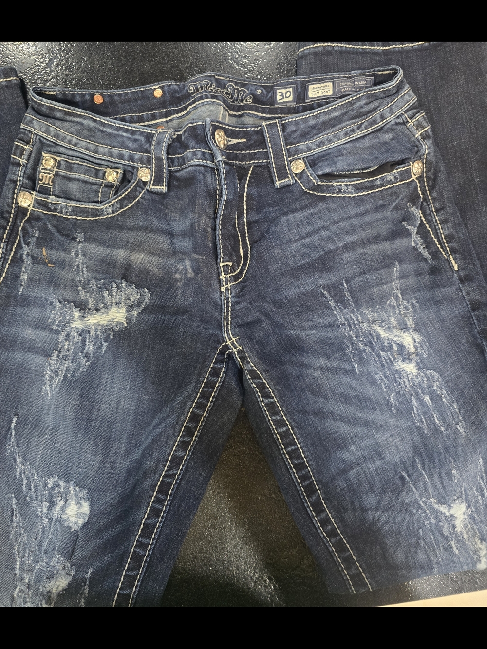 Miss Me Dark Indigo Distressed Jeans